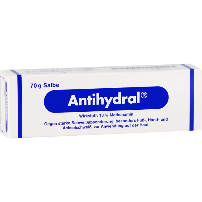 Antihydral 130 mg/g Methenamin Salbe gegen starken Schweißabsonderung, besonders Fuß-, Hand- und Achselschweiß, 70.0 g Salbe