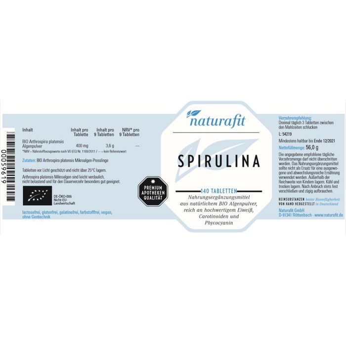 naturafit Spirulina Tabletten, 140 pcs. Tablets