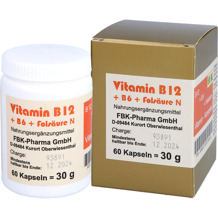 Bioxera Vitamin B12 + B6 + Folsäure N Kapseln, 60 pc Capsules
