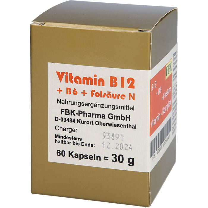 Bioxera Vitamin B12 + B6 + Folsäure N Kapseln, 60 pc Capsules