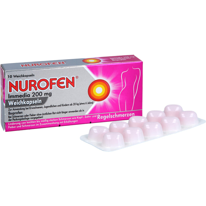 Nurofen Immedia Weichkapseln bei Regelschmerzen ab 6 Jahren 200mg, 10 St. Kapseln