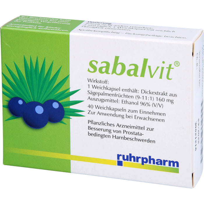 sabalvit Weichkapseln zur Besserung von Prostata-bedingten Harnbeschwerden, 40 pc Capsules