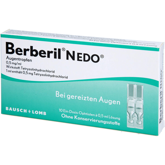 Berberil N EDO Augentropfen bei gereizten Augen, 10 pcs. Single-dose pipettes