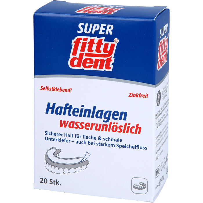 Fittydent Super Hafteinlagen sicherer Halt für flache und schmale Unterkiefer, 20 St. Einlagen