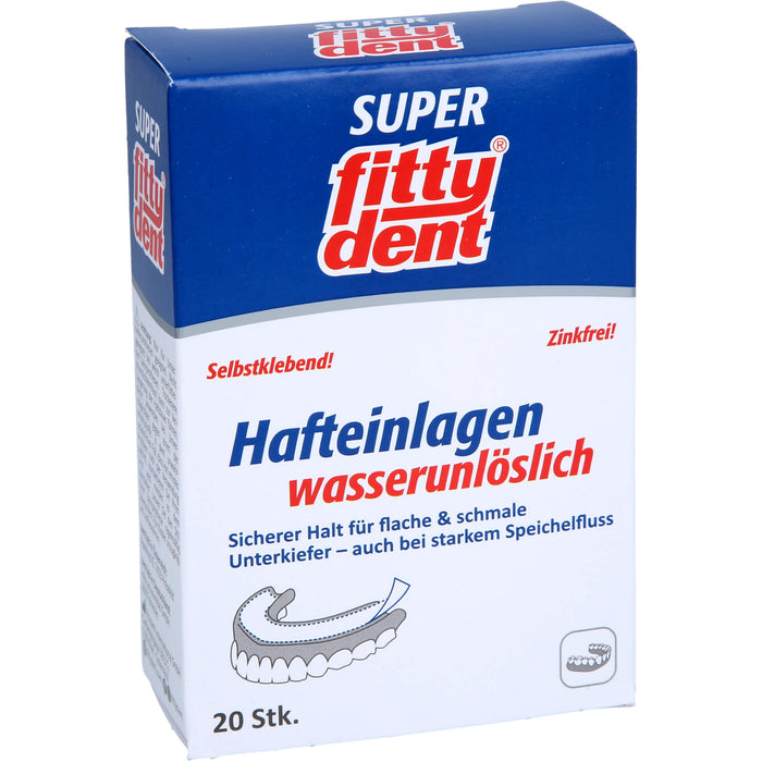 Fittydent Super Hafteinlagen sicherer Halt für flache und schmale Unterkiefer, 20 St. Einlagen
