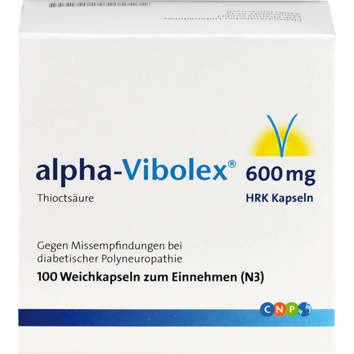 alpha-Vibolex 600 mg HRK Kapseln gegen MIssempfindungen bei diabetischer Polyneuropathie, 100 St. Kapseln