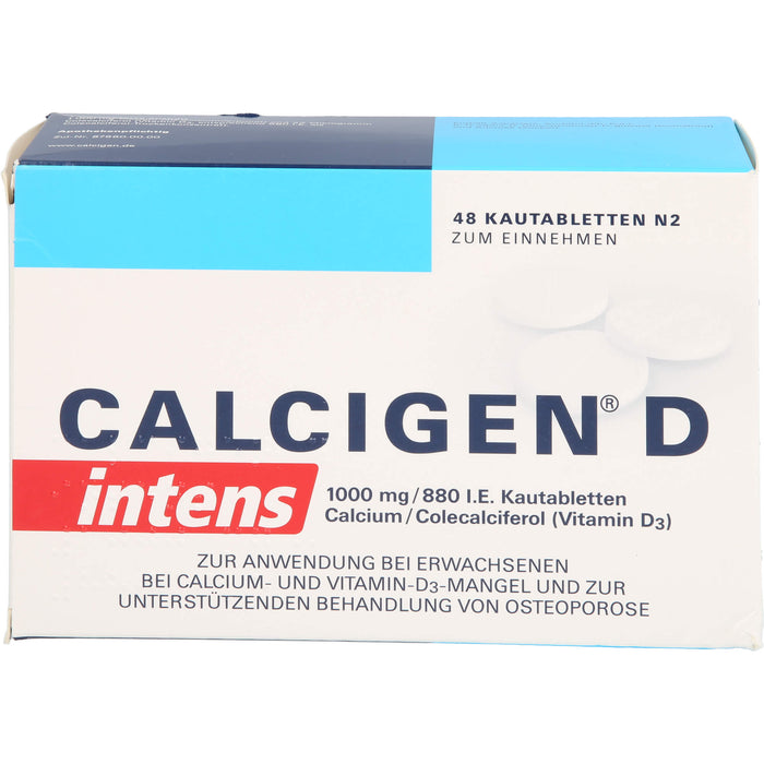 Calcigen D intens 1000 mg / 880 I.E. Kautabletten bei Calcium und Vitamin D3-Mangel, 48 St. Tabletten
