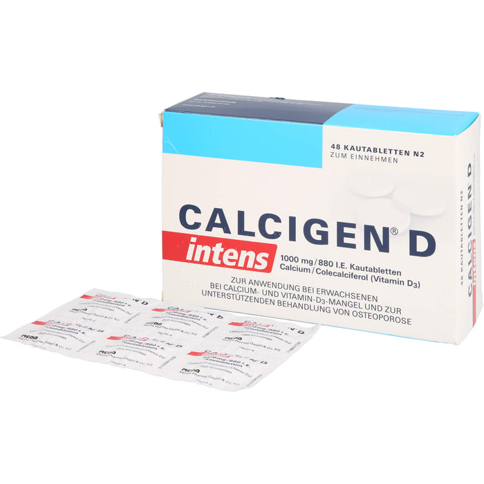Calcigen D intens 1000 mg / 880 I.E. Kautabletten bei Calcium und Vitamin D3-Mangel, 48 pcs. Tablets