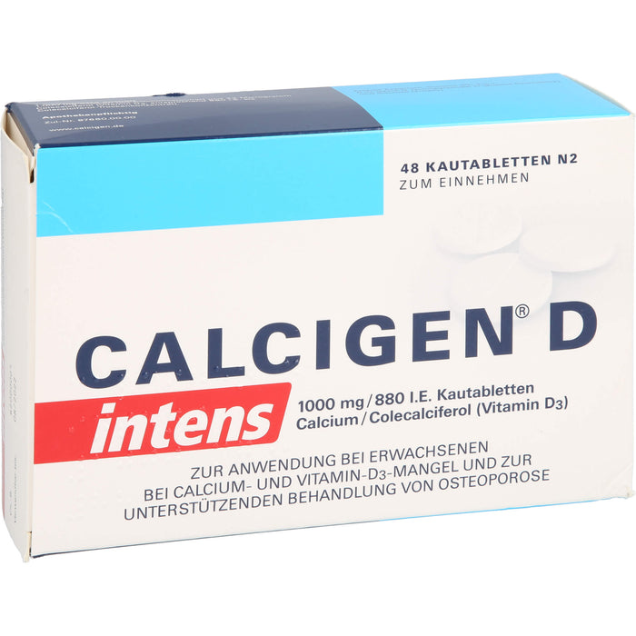 Calcigen D intens 1000 mg / 880 I.E. Kautabletten bei Calcium und Vitamin D3-Mangel, 48 pcs. Tablets
