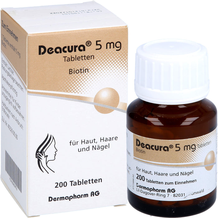 Deacura Tabletten 5 mg Biotin für Haut, Haare und Nägel, 200 pcs. Tablets