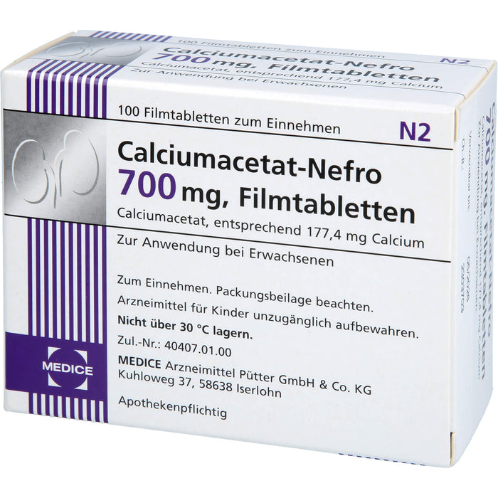 MEDICE Calciumacetat-Nefro 700 mg Filmtabletten, 100 pcs. Tablets