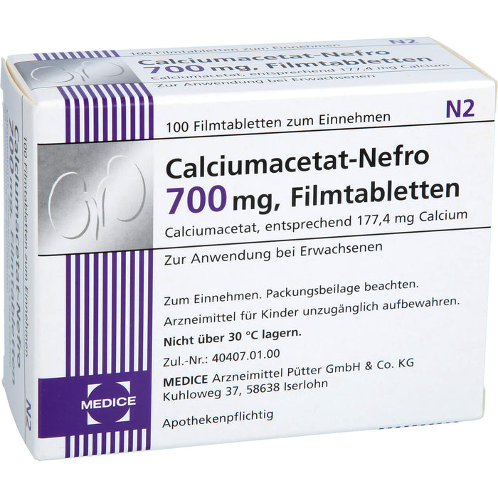 MEDICE Calciumacetat-Nefro 700 mg Filmtabletten, 100 pcs. Tablets
