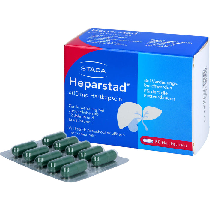 STADA Heparstad 400 mg Hartkapseln bei Verdauungsbeschwerden, fördert die Fettverdauung, 50 pc Capsules
