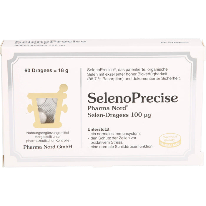 Pharma Nord SelenoPrecise 100ug Selen Dragees unterstützt ein normales Immunsystem, 60 St. Tabletten