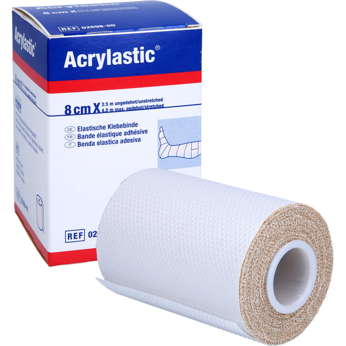 Acrylastic elastische Klebebinde 2,5 m x 8 cm für empfindliche Haut, 1 pc Bandage