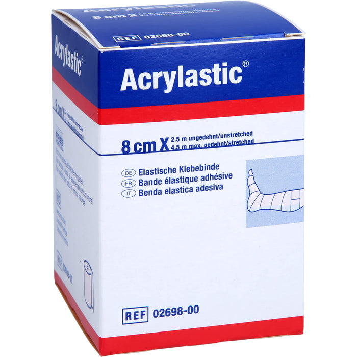 Acrylastic elastische Klebebinde 2,5 m x 8 cm für empfindliche Haut, 1 pc Bandage