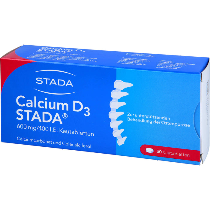 STADA Calcium D3 600 mg/400 I.E. Kautabletten, 50 pc Tablettes