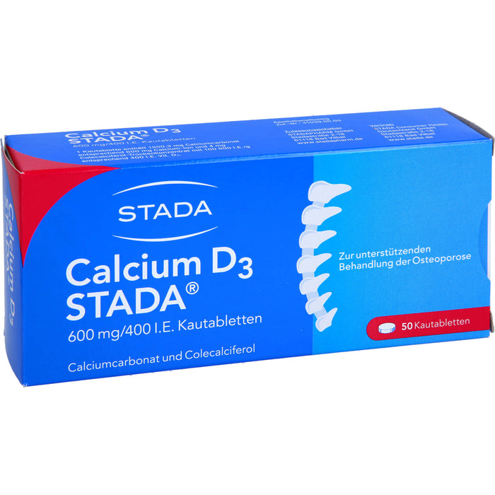 STADA Calcium D3 600 mg/400 I.E. Kautabletten, 50 pc Tablettes