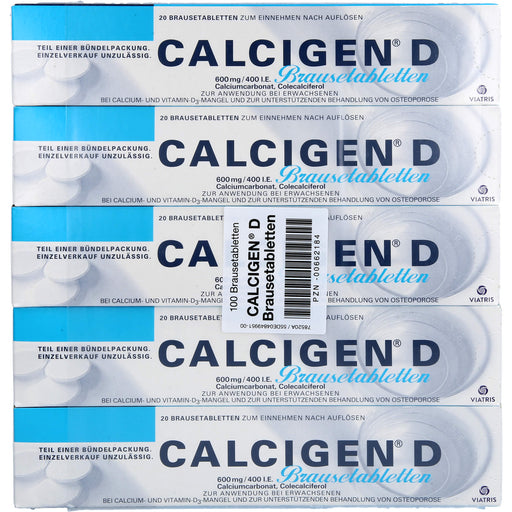 CALCIGEN D 600 mg / 400 I.E. Brausetabletten bei gleichzeitigem Calcium- und Vitamin D-Mangel, 100 St. Brausetabletten
