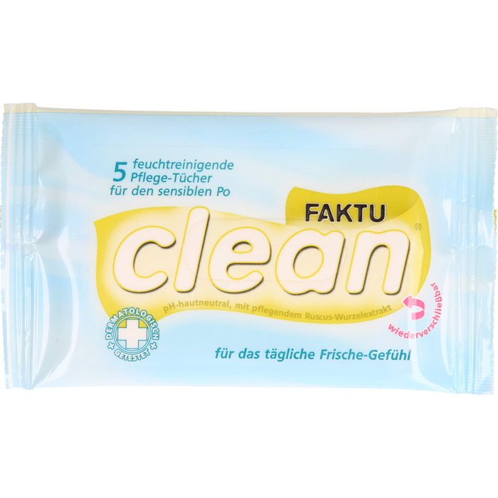 FAKTU Clean 5 feuchtreinigende Pflege-Tücher für den sensiblen Po für das tägliche Frische-Gefühl, 5 pcs. Cloths