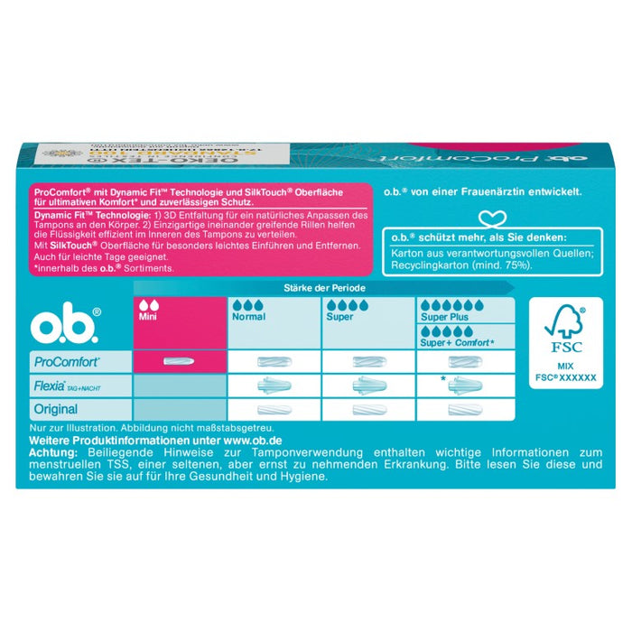 o.b. ProComfort Mini Tampons für Anfängerinnen und sehr leichte Regelblutungen, 16 St. Tampons