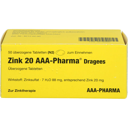 AAA-Pharma Zink 20 Dragees zur Zinktherapie, 50 St. Tabletten