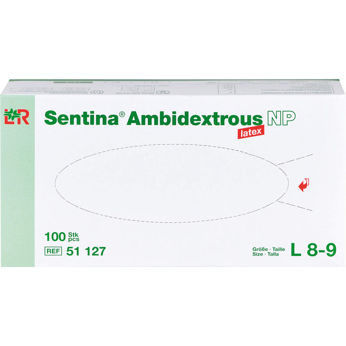 Sentina Ambidextrous Latex Gr. L unsterile Untersuchungshandschuhe, 100 St. Handschuhe