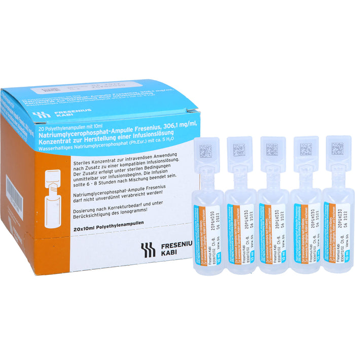 Natriumglycerophosphat-Ampulle Fresenius, 306,1 mg/ml, Konzentrat zur Herstellung einer Infusionslösung, Amp., 20X10 ml IFK