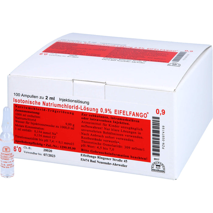 Isotonische Natriumchlorid-Lösung 0,9 % EIFELFANGO®, Ampullen 2 ml, 100X2 ml ILO