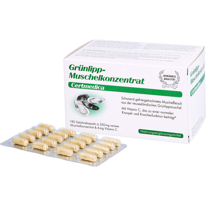 Certmedica Grünlipp-Muschelkonzentrat Gelatinekapseln, 180 pc Capsules