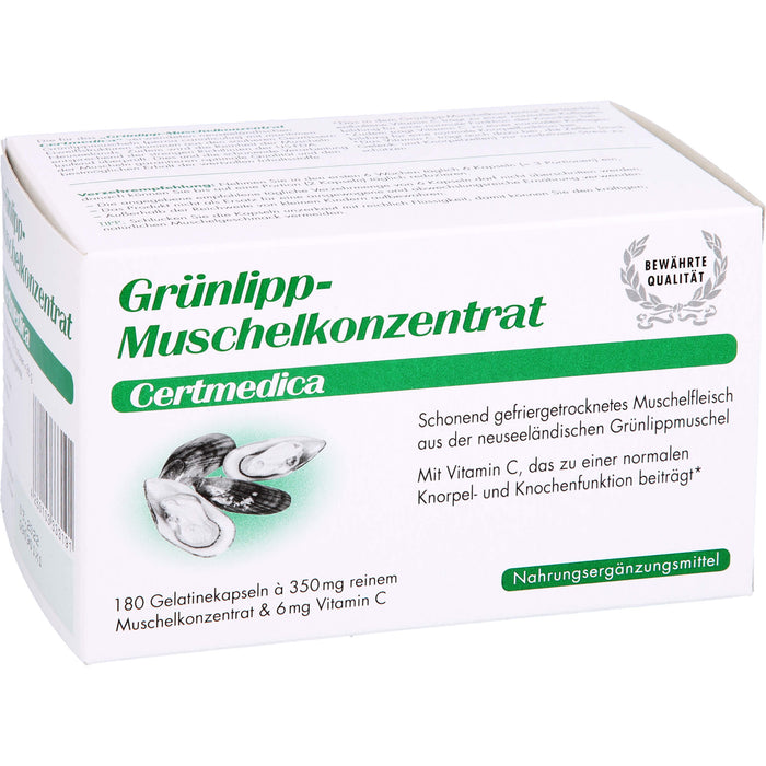 Certmedica Grünlipp-Muschelkonzentrat Gelatinekapseln, 180 pc Capsules