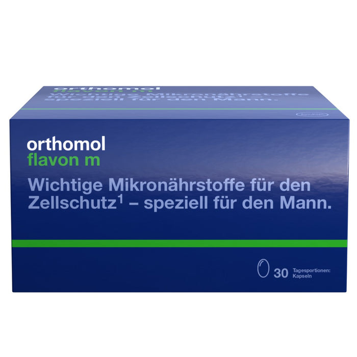 Orthomol Flavon m - wichtige Mikronährstoffe für den Zellschutz - speziell für den Mann - mit Selen, Zink und Omega-3-Fettsäuren - Kapseln, 30 pcs. Daily portions