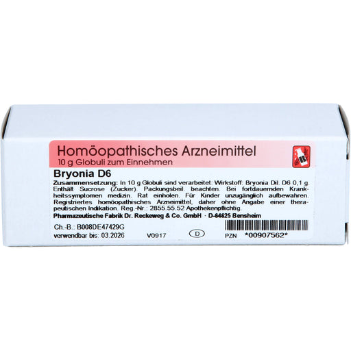 Dr. Reckeweg Bryonia D6 Globuli, 10 g Globuli