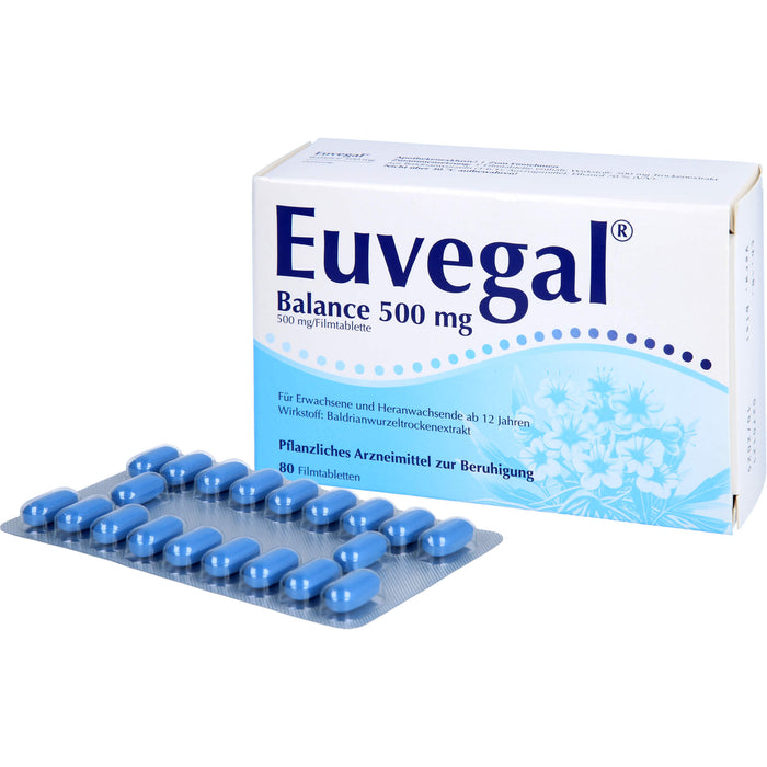 Euvegal Balance 500 mg Filmtabletten zur Beruhigung, 80 St. Tabletten