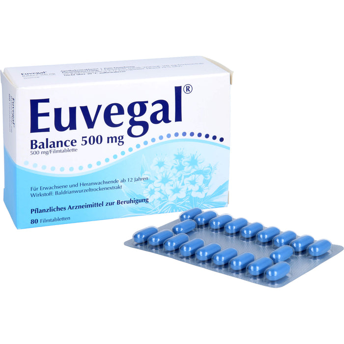 Euvegal Balance 500 mg Filmtabletten zur Beruhigung, 80 pc Tablettes