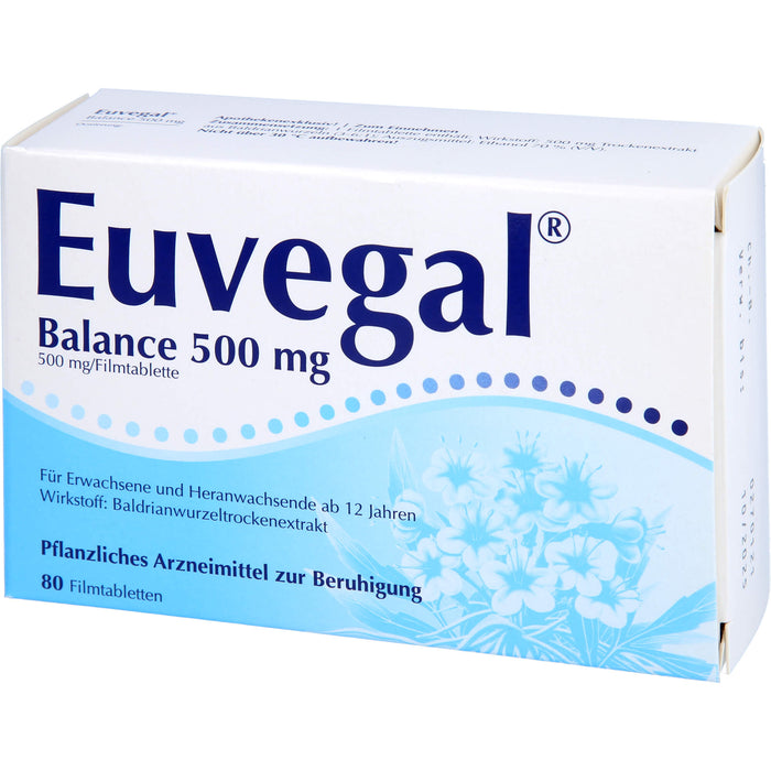 Euvegal Balance 500 mg Filmtabletten zur Beruhigung, 80 pc Tablettes