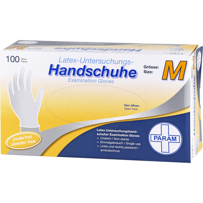 PARAM Latex-Untersuchungs-Handschuhe Größe M, 100 pc Gants