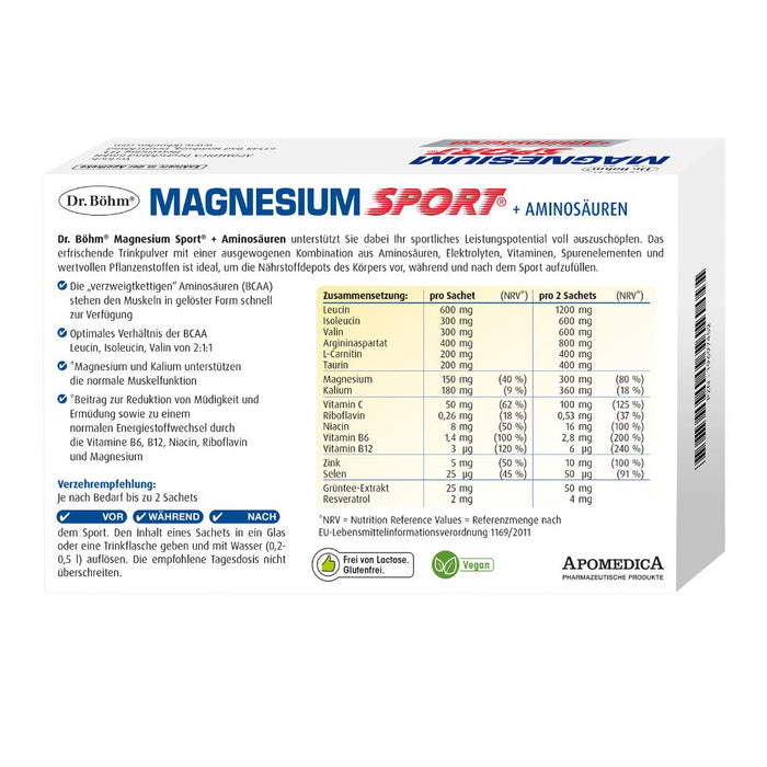 Dr. Böhm Magnesium Sport + Aminosäuren, 14 pcs. Granules