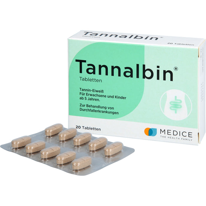 Tannalbin Tabletten 500 mg bei Durchfallerkrankungen, 20 pc Tablettes