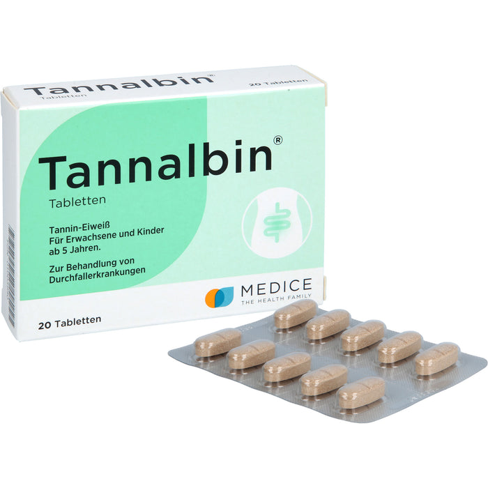 Tannalbin Tabletten 500 mg bei Durchfallerkrankungen, 20 pc Tablettes