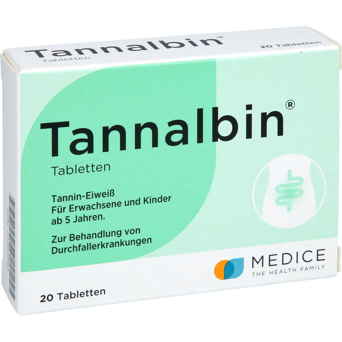 Tannalbin Tabletten 500 mg bei Durchfallerkrankungen, 20 pc Tablettes