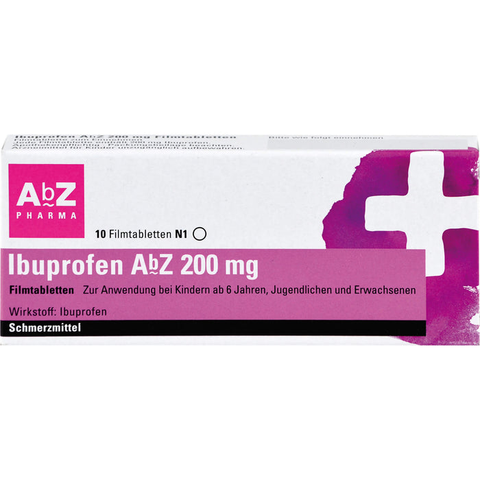 Ibuprofen AbZ 200 mg Filmtabletten, 10 pc Tablettes