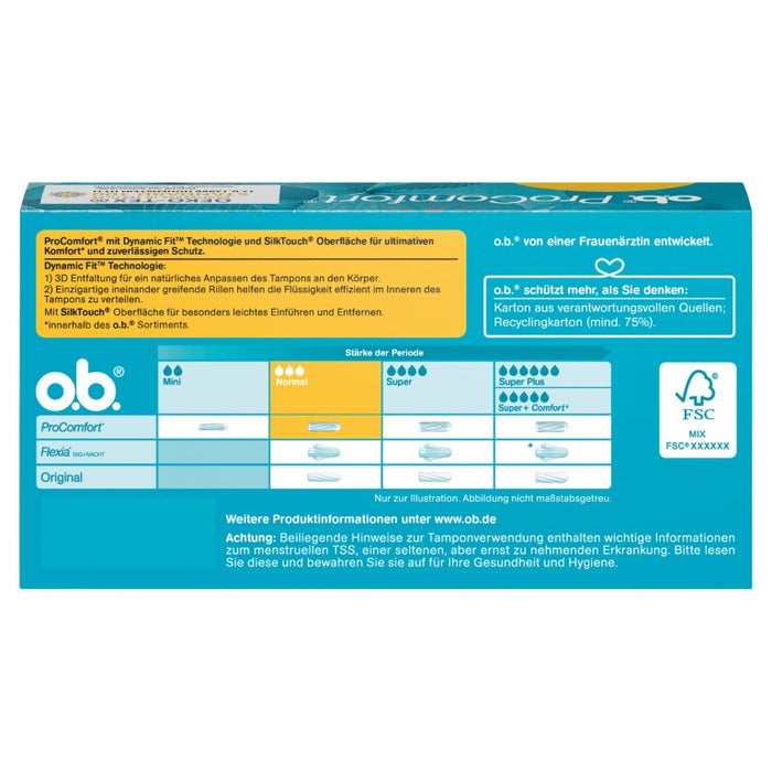 o.b. ProComfort Normal Tampons bei leichter bis mittlerer Regelblutung, 16 pcs. Tampons