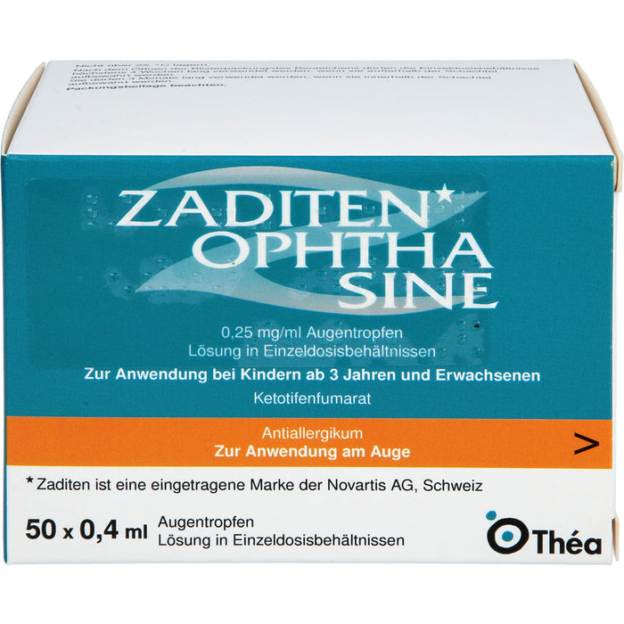 Zaditen ophta sine 0,25 mg/ml kohlpharma Augentropfen in Einzeldosisbehältnissen, 50 St. Einzeldosispipetten