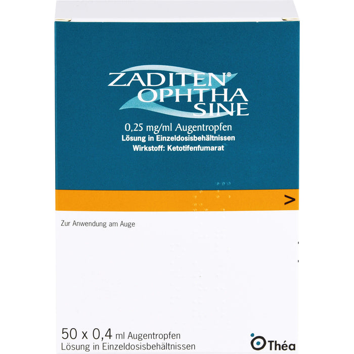Zaditen ophta sine 0,25 mg/ml Lösung Antiallergikum zur Anwendung am Auge, 50 pcs. Single-dose pipettes