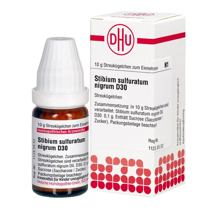 DHU Stibium sulfuratum nigrum D30 Streukügelchen, 10 g Globuli