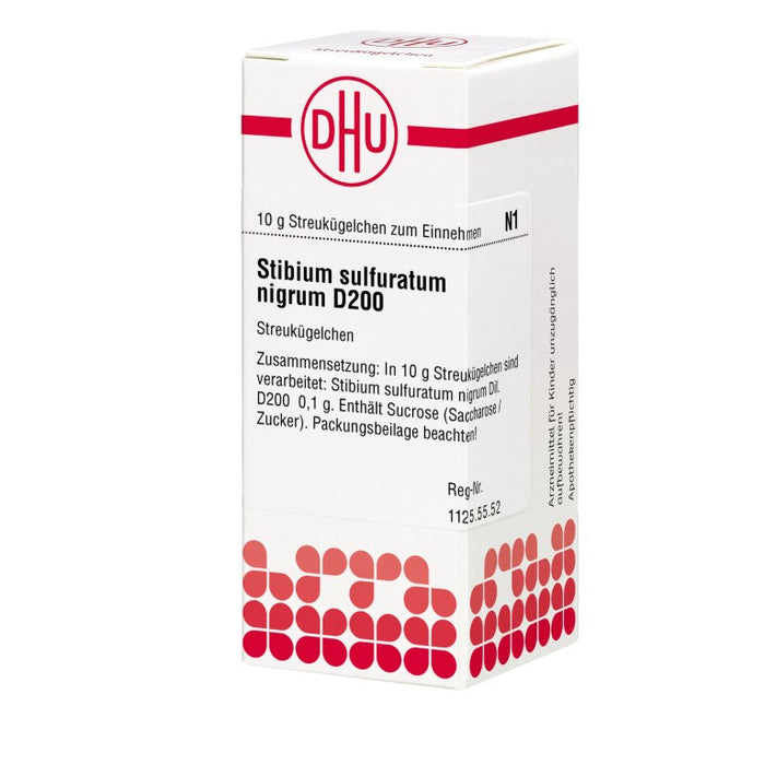 Stibium sulfuratum nigrum D200 DHU Globuli, 10 g Globules