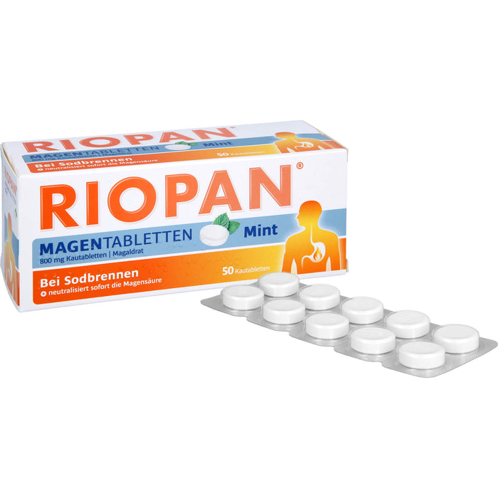 RIOPAN Magentabletten bei Sodbrennen Kautabletten Mint, 50 pc Tablettes