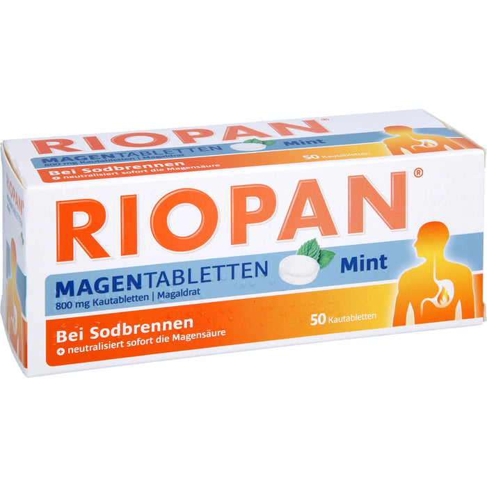 RIOPAN Magentabletten bei Sodbrennen Kautabletten Mint, 50 pc Tablettes