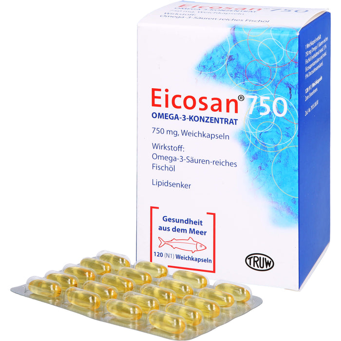 Eicosan 750 Omega-3-Konzentrat Weichkapseln Lipidsenker, 120 pc Capsules